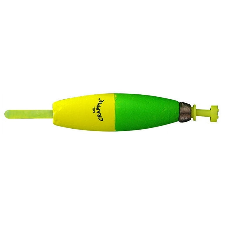 Mr. Crappie M2BW-2YG-GL Flo- Glo Lighted Bobbers, 2-1/2, Cigar,  Yellow/Green, 2-Pack 