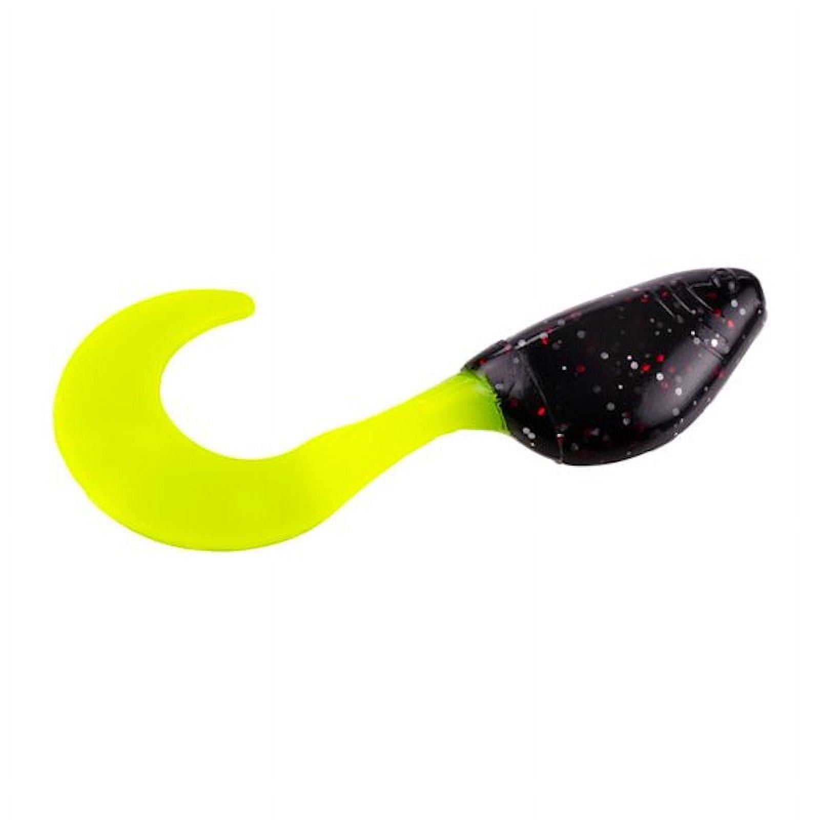 Mr. Crappie ShadPole Curly Tail Tuxedo Black/Chartreuse 15 Pack