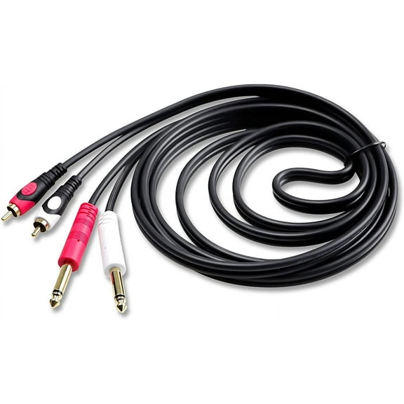 Mr DJ CDQR6 6 Feet Dual 1/4" TS Mono to Dual RCA Male Pro DJ PA Audio Cable