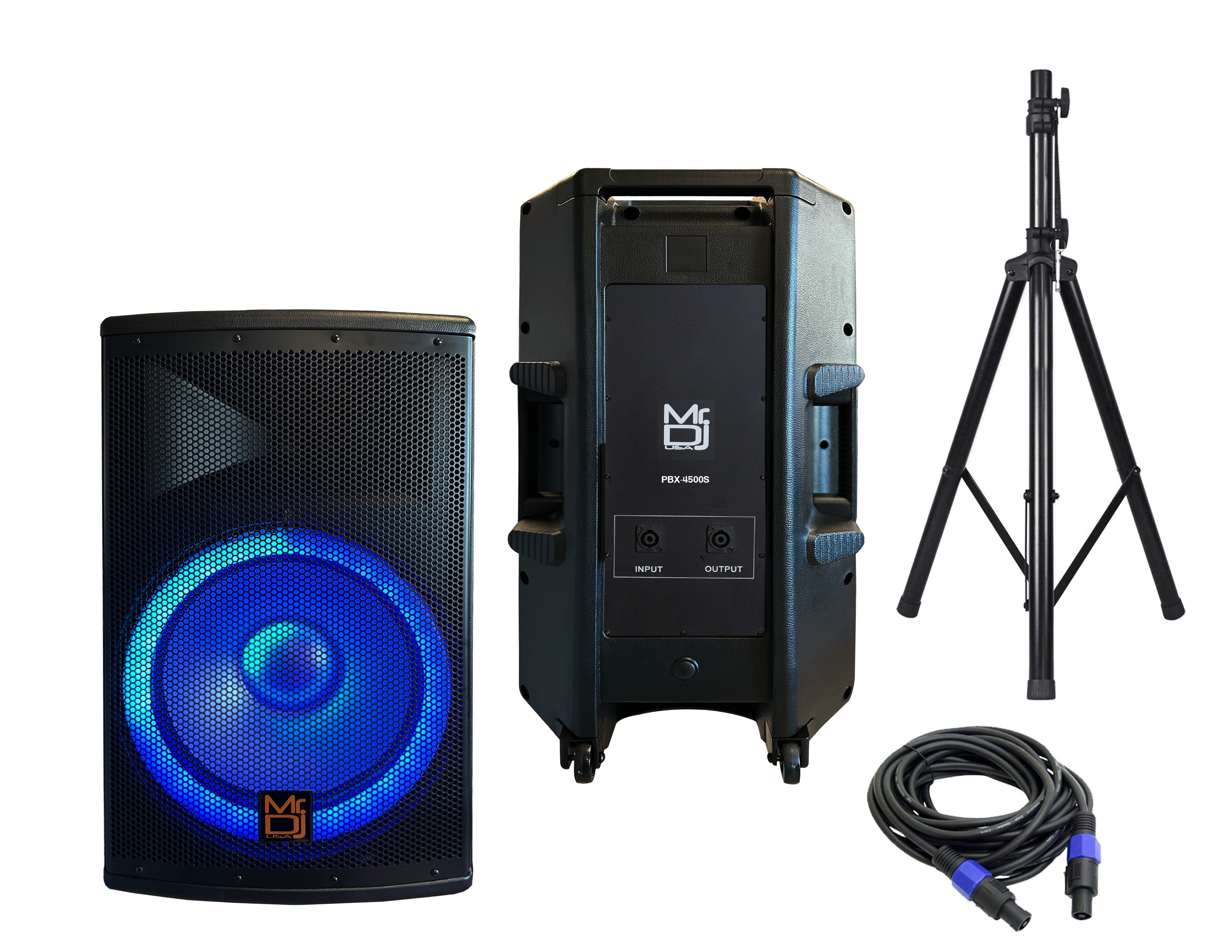 Mr DJ PBX4500S 15" 2-way Portable PA Systems, 30" x 16" x 20"