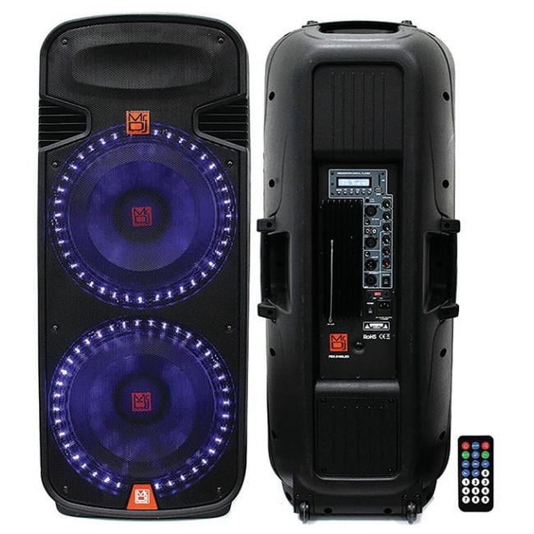 Mr DJ RR-PBX6100LED 15 in. Dual 3-Way Portable Speaker with Built