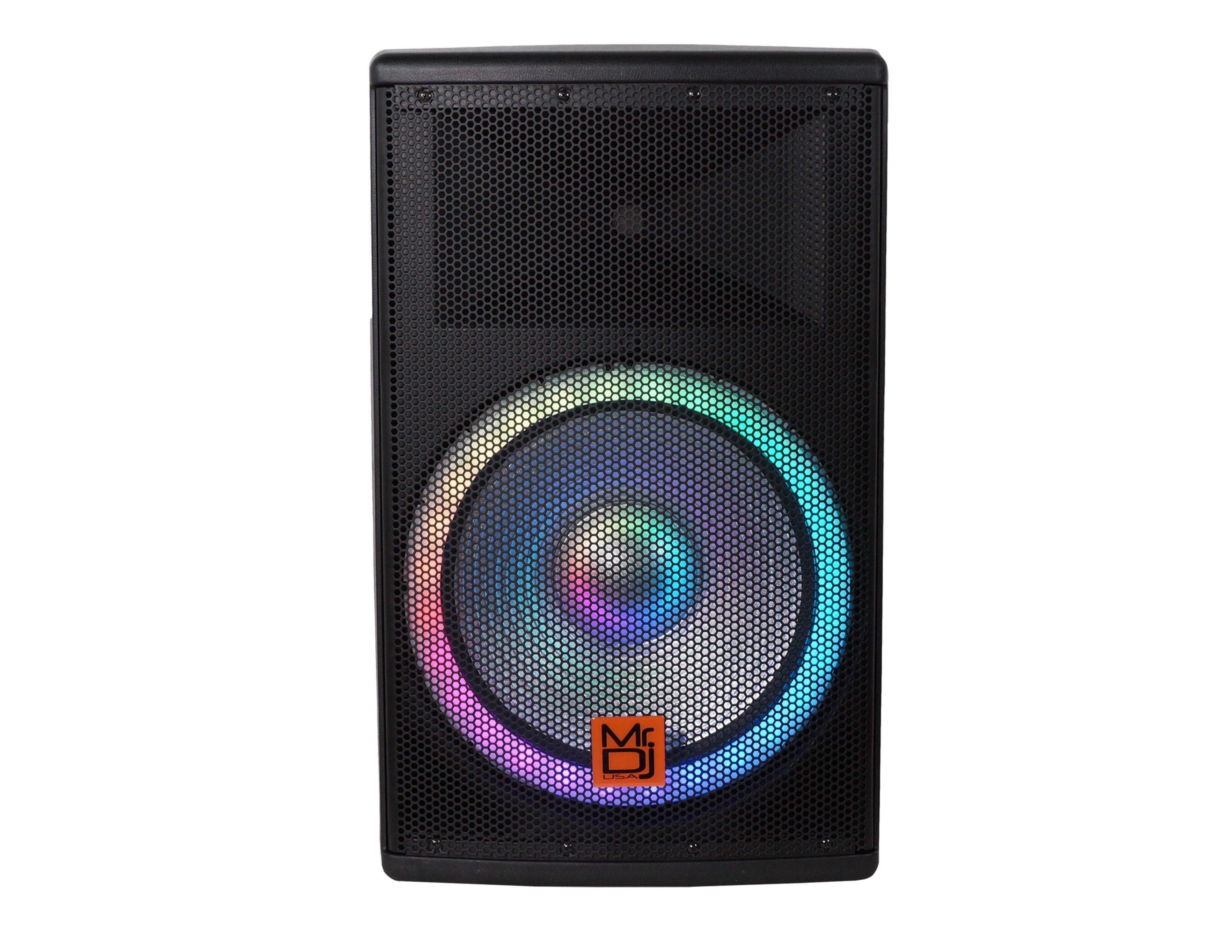 Mr. DJ SYNERGY15 15" Portable Bluetooth PA Speaker System 4500W Bluetooth Speaker Portable PA System with Microphone input, Party Lights, MP3/USB SD Card Reader, Rolling Wheels