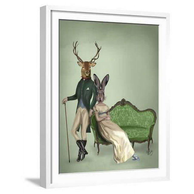 Mr Deer and Mrs Rabbit, Animals Framed Art Print Wall Art by Fab Funky ...