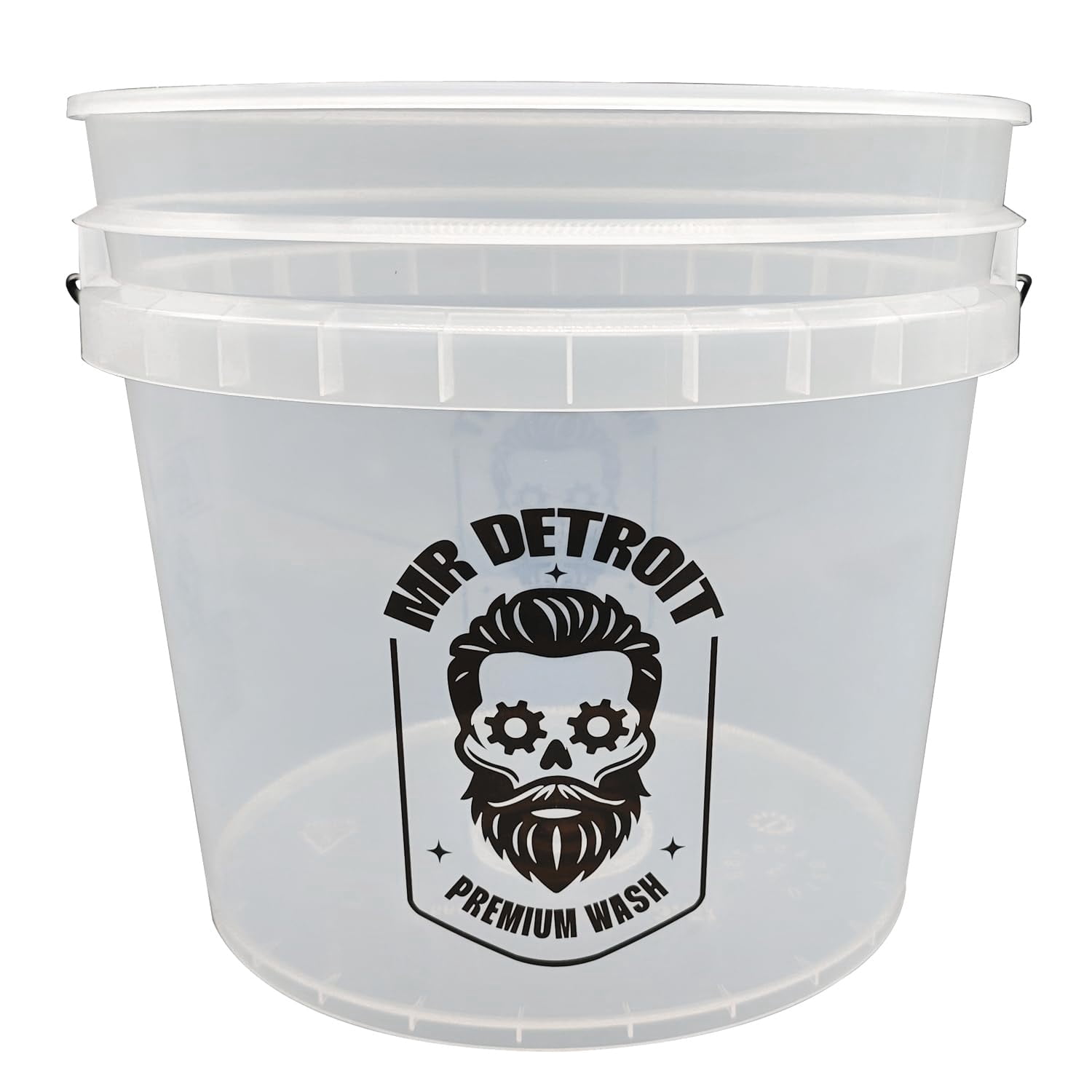 Mr. Detroit - 3.5 Gal Car Wash Bucket, Plastic White Heavy Duty Clear Detailing Bucket for RV, Boat, Motorcycle & Home Detailing (Eco-Friendly)