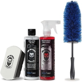 Mr. Detroit - 4pc Car Cleaning Kit with Wheel Cleaner, Tire Shine, Sponge Pad, Wheel Barrel Brush, Multi-Purpose Use, Powerful Formula, Effective Dirt Removal