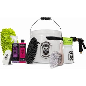 Mr. Detroit - 8pc Car Wash Kit w/ Foam Blaster, Double Noodle Wash Mitt, Wheel Body Brush, Applicator Sponge Pad, Car Soap for Auto Detailing Home Use
