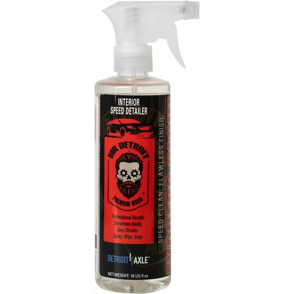 Mr. Detroit - Interior Speed Detailer Cleaner & Protectant - Zero Streaks, Multi-Surface Safe Cleaner for Home, Office & Automotive Use - 16 Fl Oz (Pack of 1)