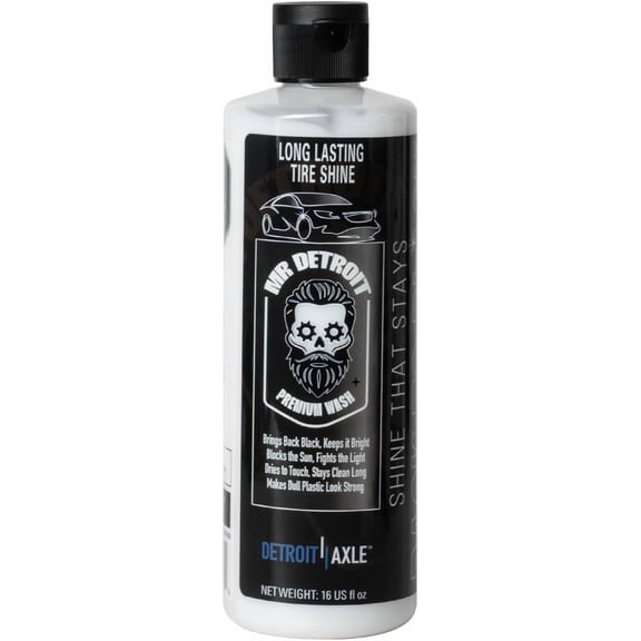 Mr. Detroit - Long Lasting Tire Shine Works on Rubber, Vinyl & Plastic, Extra Glossy Tire Shine Safe for All Vehicles: Cars, Trucks, Motorcycles, RVs & More, 16 fl oz