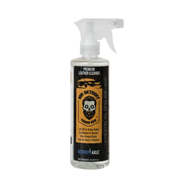 Mr. Detroit - Premium Leather Cleaner Luxury Care for Car Interiors, Seats, Furniture, Accessories, and More (Works on Natural, Synthetic, Pleather, Faux Leather and More) 16 fl oz