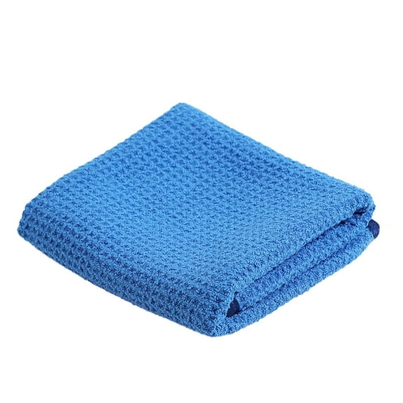 Mr. Detroit - Waffle Weave Glass & Window Microfiber Towel, Streak-Free Cleaning, Super Absorbent Reusable Cloth for Car Care & Home Use - 16"x24" (Blue)