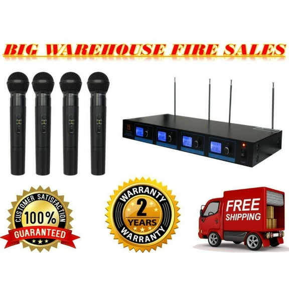 Mr Dj 4 CH Pro VHF Wireless Handheld DJ KTV Stage Microphone PA 4 Mic System