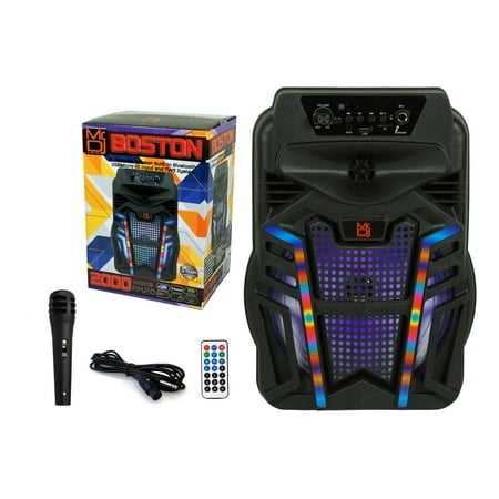 Mr. Dj BOSTON 8" Portable Bluetooth Speaker 8" Portable Active Powered Bluetooth TWS Speaker with 2000 Watts MP3/USB/micro SD