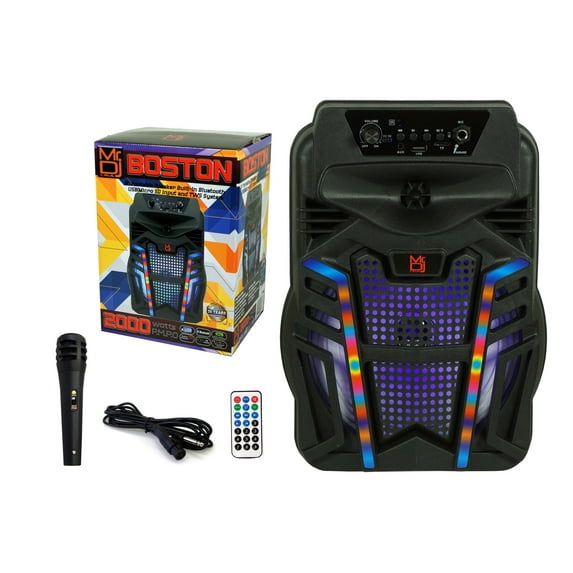 Mr. Dj BOSTON 8" Portable Bluetooth Speaker 8" Portable Active Powered Bluetooth TWS Speaker with 2000 Watts MP3/USB/micro SD