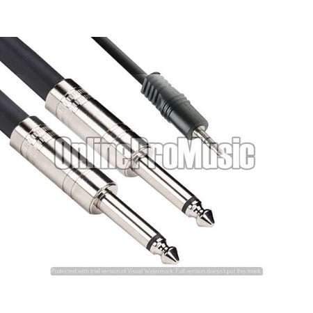 Mr Dj CEQY12 12 FEET CABLE 1/8" MINI TRS (STEREO) TO DUAL 1/4" TS (MONO)