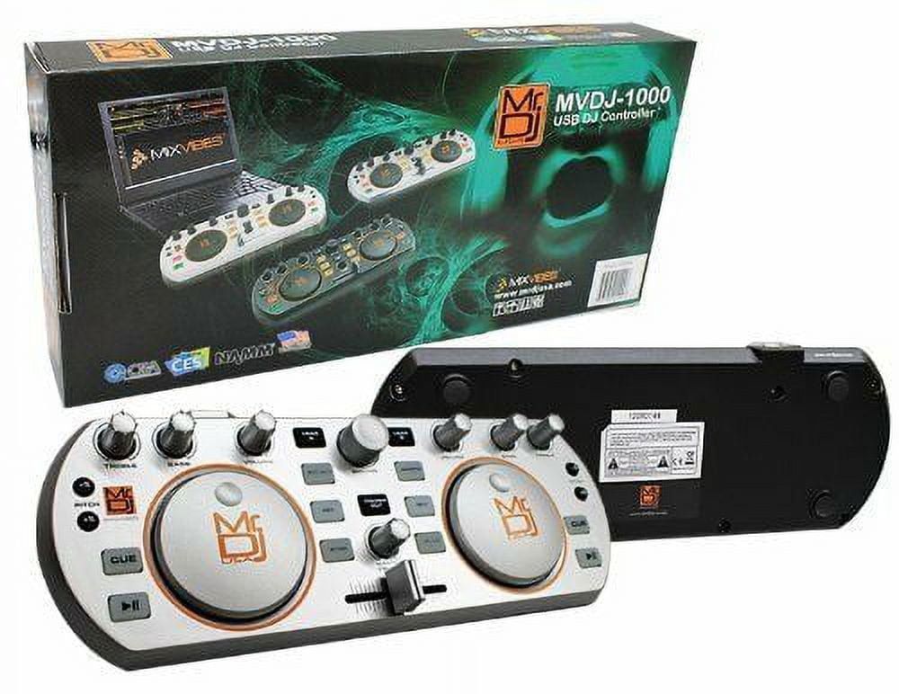 MR DJ Mr. Dj MVDJ-1000SI USB DJ Controller with Dual Mixing Channels, Faders, Touch Wheels