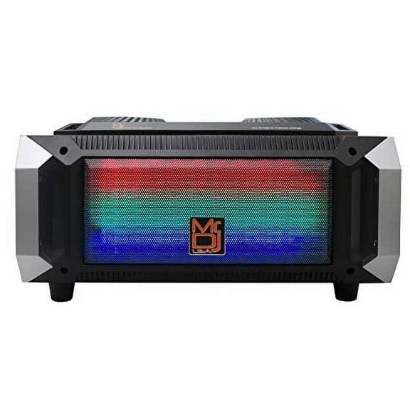 Mr. Dj Matrix Black Wireless Bluetooth Speaker Karaoke Machine with Sound Activated Lights, FM Radio, USB/Micro SD Card, & LED Party Light Perfect for Party