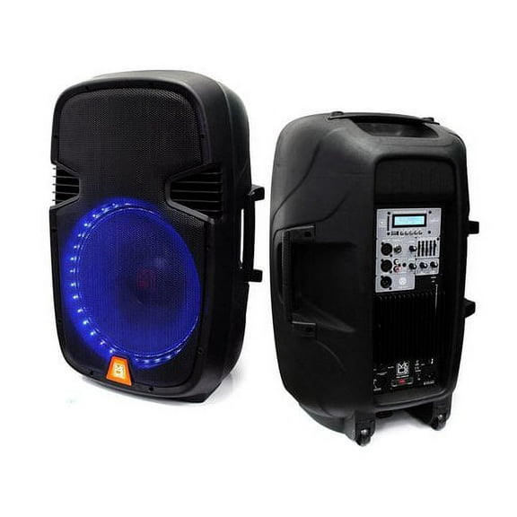 Mr. Dj PBX2159LB 12" 2-Way Portable Speaker with LED Accent Lighting, Built-In Bluetooth/USB/SD Card