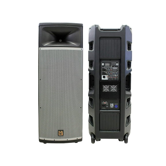 Mr. Dj PRO215BT Professional Dual 15" Full Range Powered Speaker, 2" Display