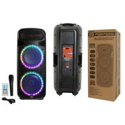 Mr Dj PSBAT6200 Dual 15-Inch 4000 Watt Max Power 3 Way Party Speaker with Built-In Bluetooth & Rechargeable Battery