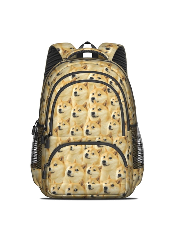 Mr Doge Meme Multi-Pocket Laptop Backpack, Large Travel & School Daypack for Men Women