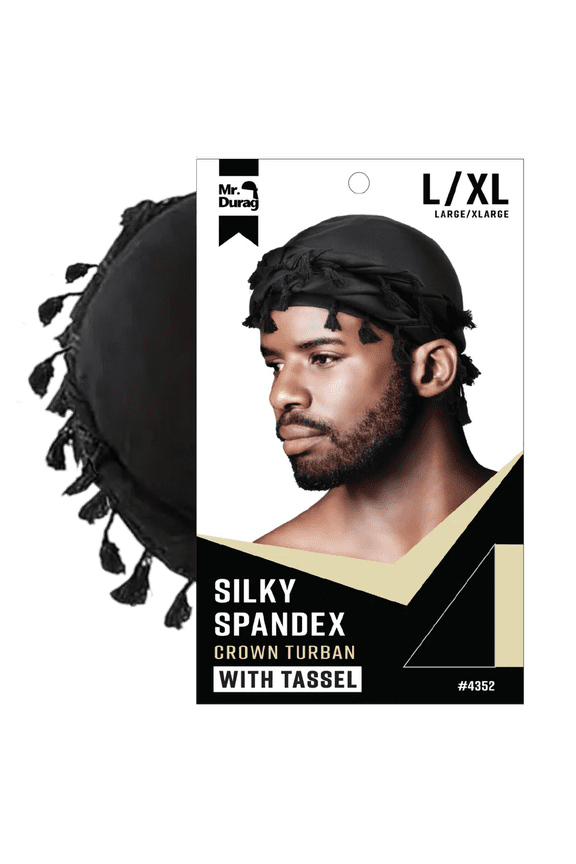 Mr. Durag Silky Spandex Crown Turban with Tassel - Choose Color