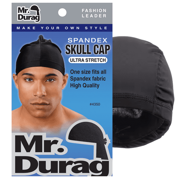 Mr. Durag Black Spandex Skull Cap for Men, 1 Count