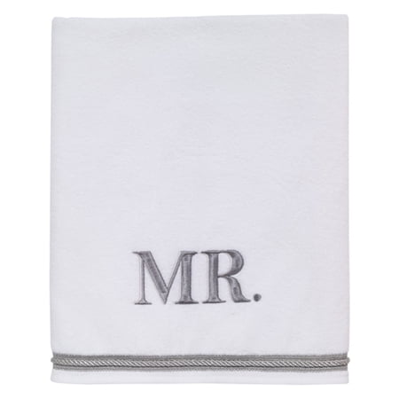 Mr. Embroidered Bath Towel - White