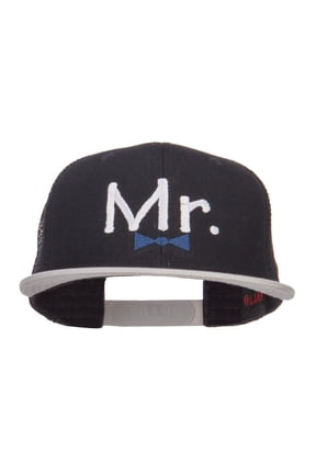 Mr Embroidered Mesh Snapback Cap - Grey Black OSFM