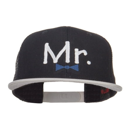 Mr Embroidered Mesh Snapback Cap - Grey Black OSFM