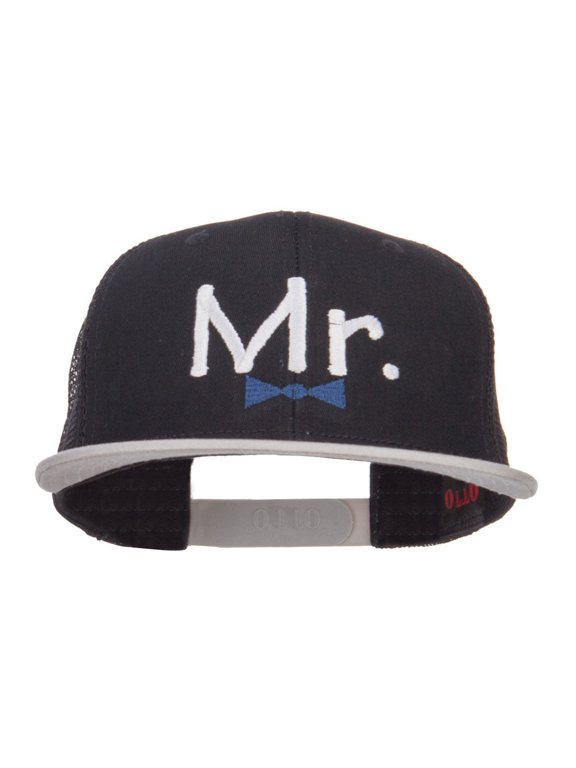 Mr Embroidered Mesh Snapback Cap - Grey Black OSFM