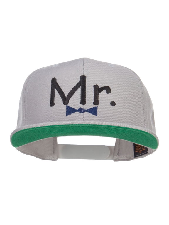 Mr Embroidered Snapback Cap - Silver OSFM