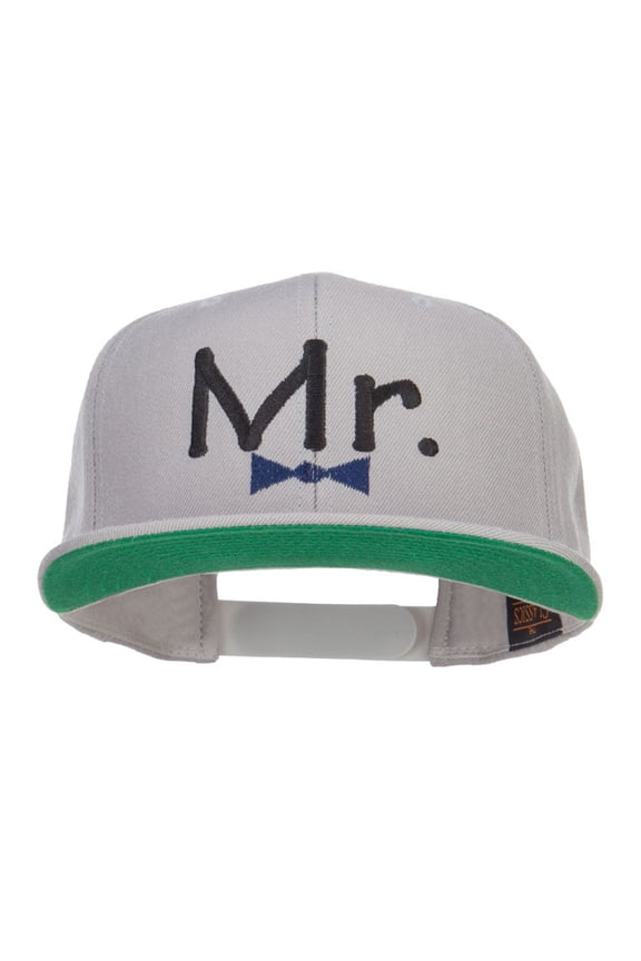 Mr Embroidered Snapback Cap - Silver OSFM