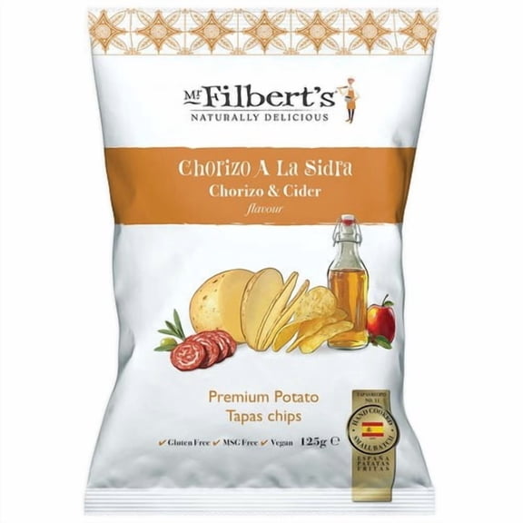 Mr Filbert's Chorizo & Cider Premium Potato Tapas Crisps 125g, British Import (Pack of 3)
