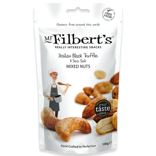 Mr Filbert's Italian Black Truffle & Sea Salt Mixed Nuts 100g, British Import (Pack of 3)