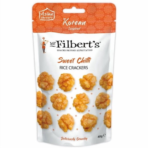 Mr Filbert's Korean Chilli Rice Crackers 40g, British Import (Pack of 6)