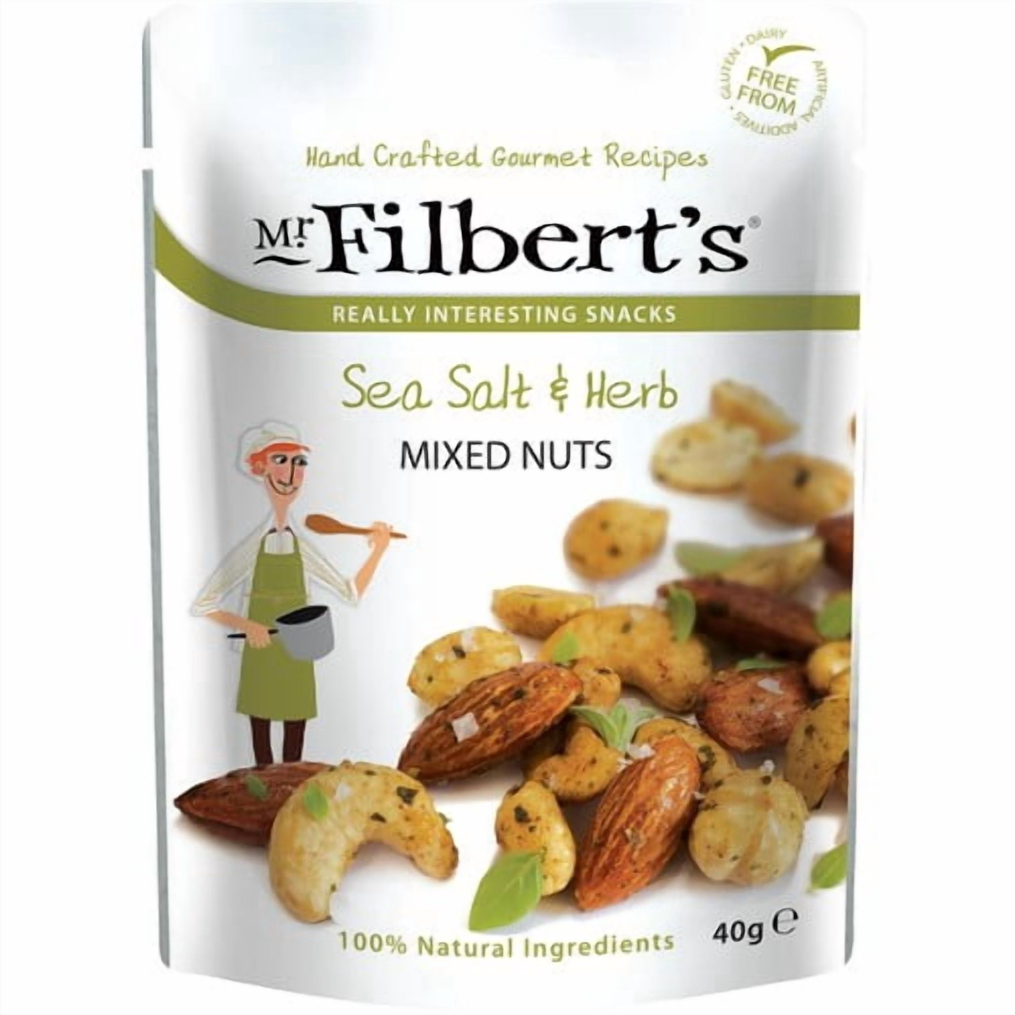 Mr Filberts Sea Salt & Herb Mixed Nuts Almonds, Peanuts & Cashews 40g, British Import (Pack of 3)