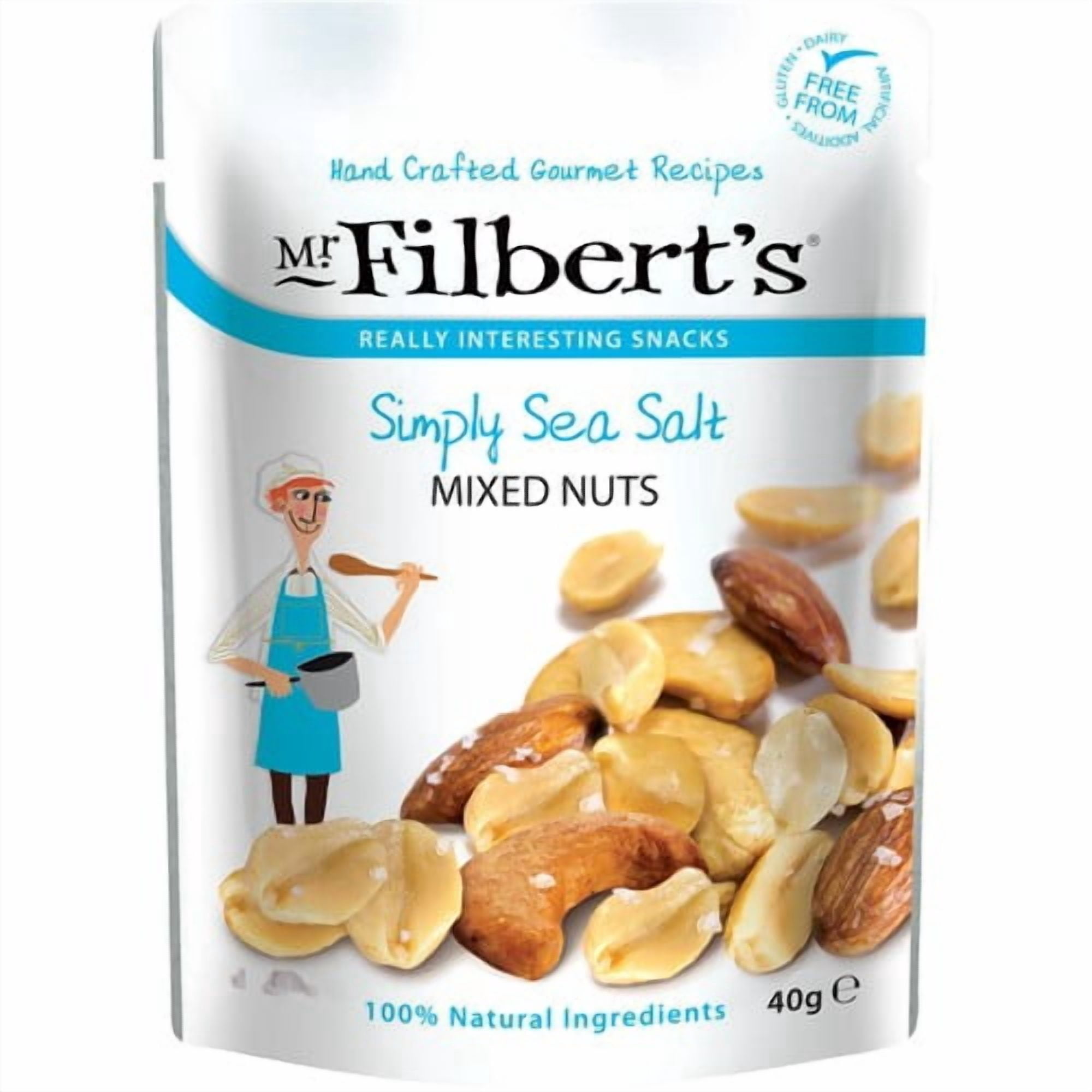 Mr Filberts Simply Sea Salt Mixed Nuts Almonds, Peanuts and Cashews 40g, British Import (Pack of 3)