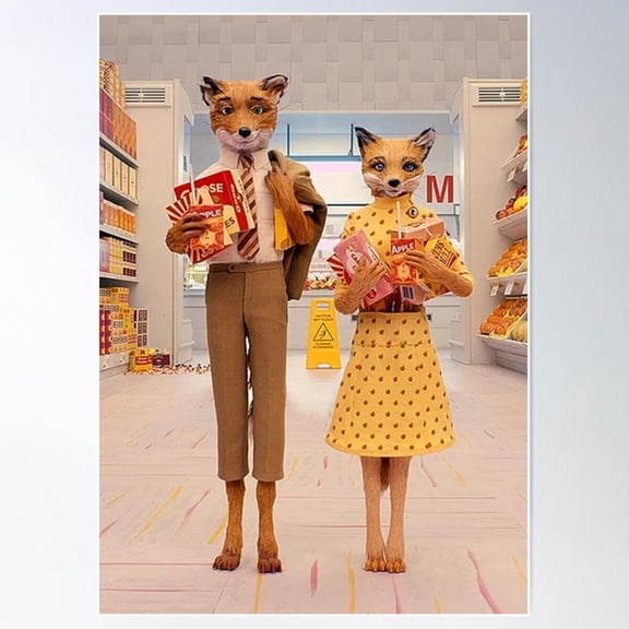 Mr.Fox Couple Poster Wall Art, Modern Wall Decor For Living Room Bedroom, 24x36 UNFRAMED