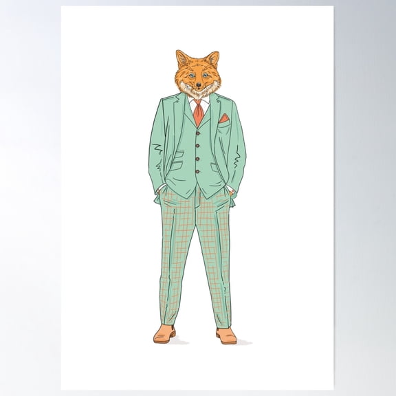 Mr Fox Poster Wall Art, Modern Wall Decor For Living Room Bedroom, 8x12 UNFRAMED