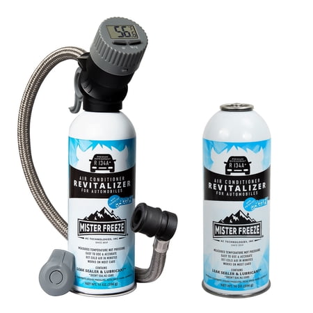 ?Mr. Freeze Synthetic R134a Refrigerant Freon, Car AC Recharge Kit with Wireless Digital Temperature Sensor, Self-Sealing AC Refrigerant Leak Stop Kit for Car Air Conditioner, 14 Oz (2)