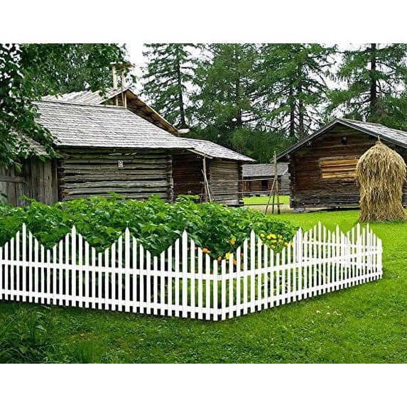 Mr. Garden PVC Picket Fence/Landscape Fence/Garden Borders for Silt,Garden,Lawn 4pack