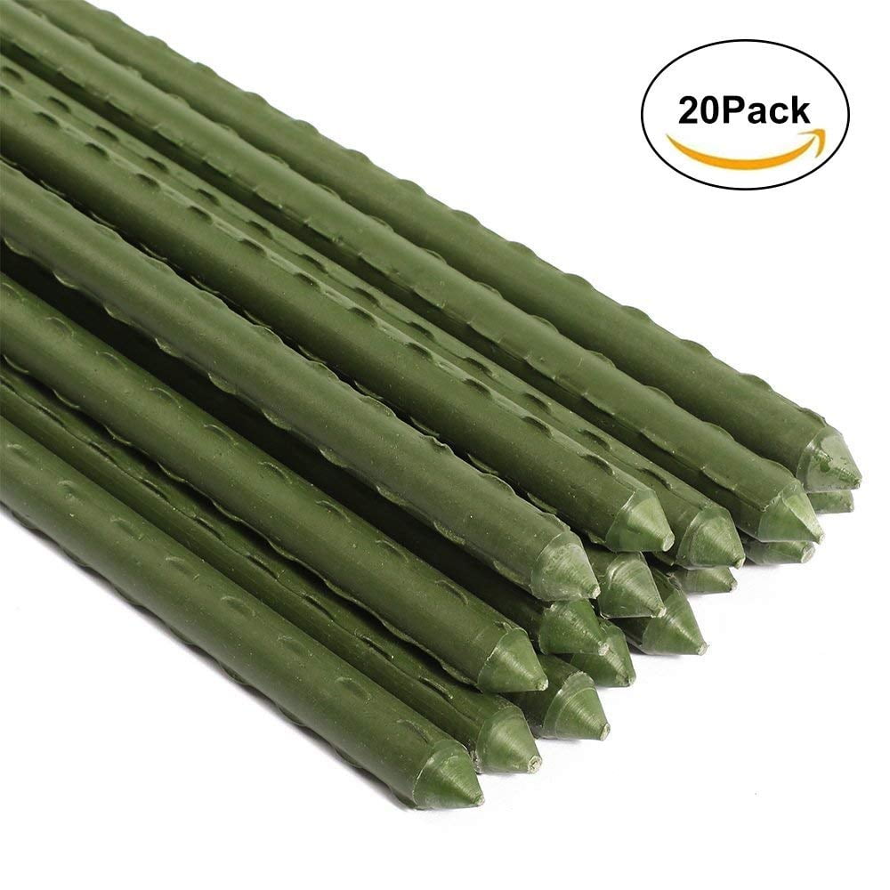 Mr.Garden Sturdy Steel Garden Stakes 5Ft Plastic Coated Plant Stakes