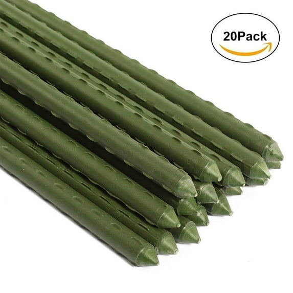 Mr.Garden Sturdy Steel Garden Stakes 5-Ft Plastic Coated Plant Stakes, 20 Packs for Climbing Plants