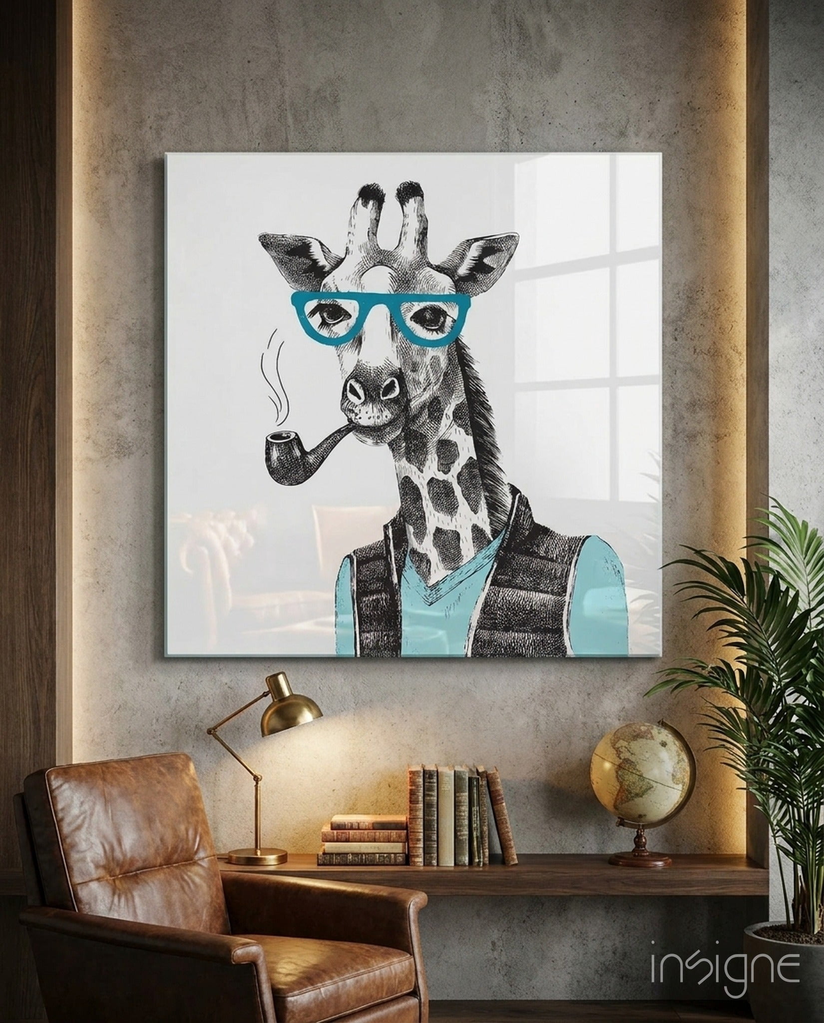 Mr. Giraffe Glass Wall Art - Walmart.com