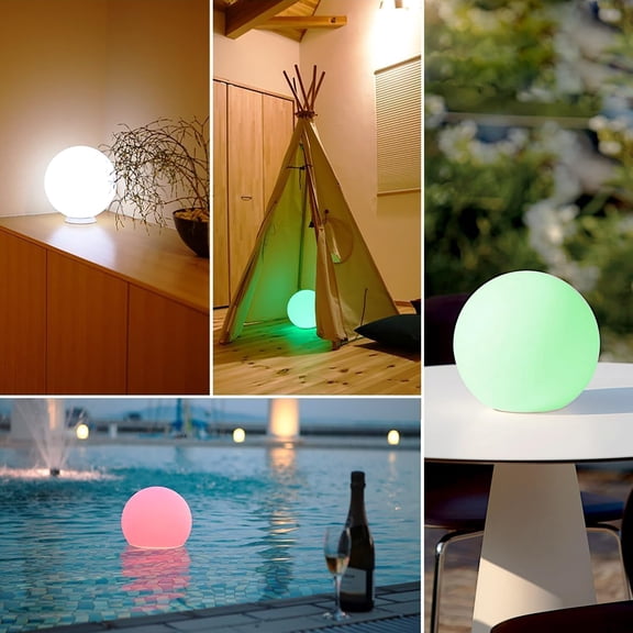 Mr.Go 10" Ultra-Fun Waterproof RGB Color-Changing LED Ball Light Orb Lamp, Dimmable 16 Colors 4 Modes, Ideal for Kids Night Light Party Outdoor Pool Garden Ambient Decorative Lighting