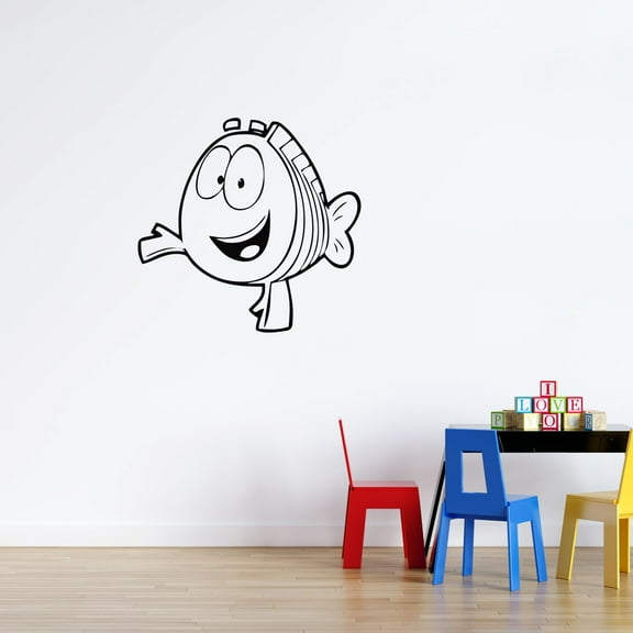 Mr Grouper Bubble Guppies Wall Decal | 20" x 21" Removable Fish Cartoon Character Home Wall Art Decor Design Kids Bedroom Nursery Vinyl Adhesive Decoration Sticker