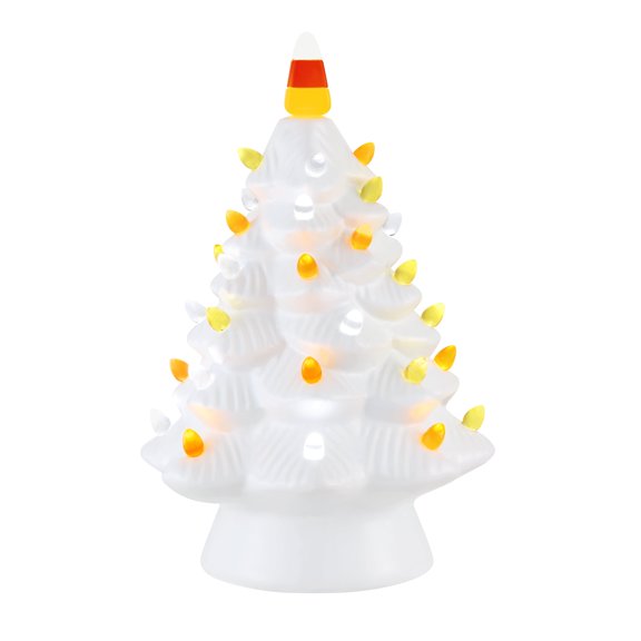 Mr. Halloween 12 in. Ceramic Candy Cane White Tree