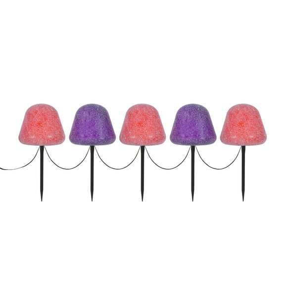 Mr. Halloween Decorative Gumdrop Pathway Lights, Set of 5, Orange and Purple, LED