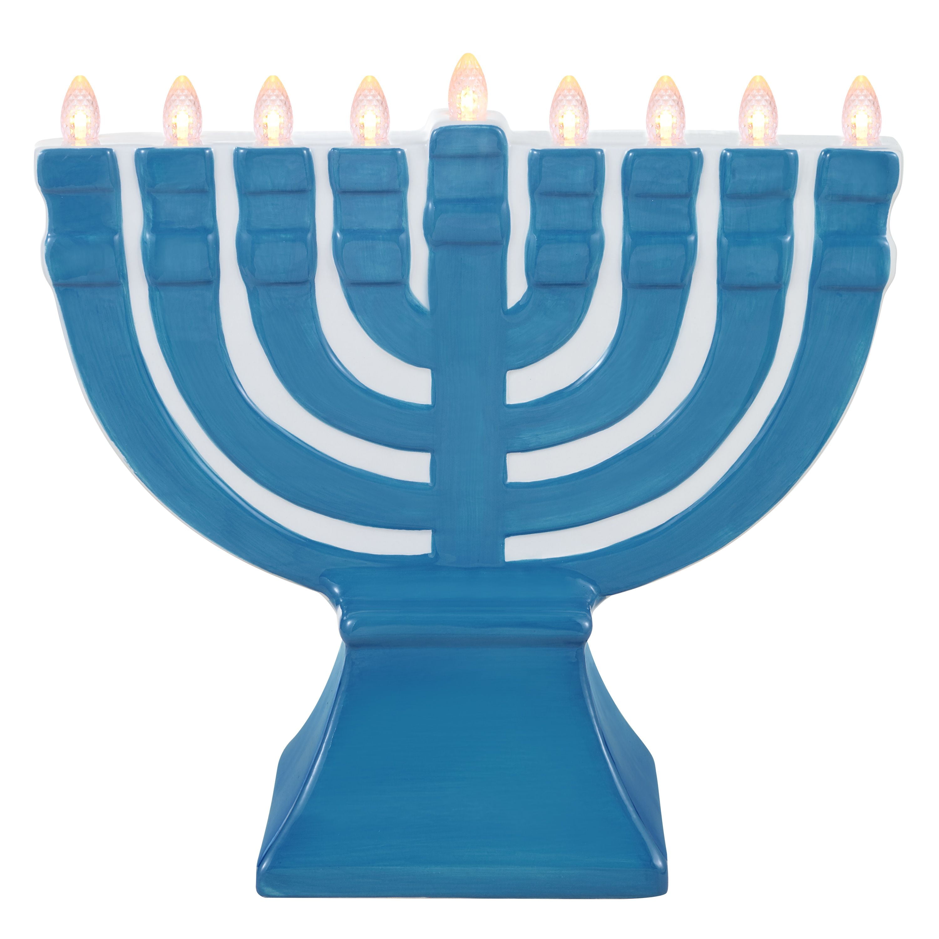 Mr. Hanukkah 12" Ceramic Hanukkah Menorah Holiday Decoration, Blue