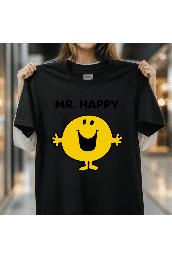 Mr Happy Sarcastic Positive Personality Meme Humor Funny Character Unisex T-Shirt V14717, S - 5XL
